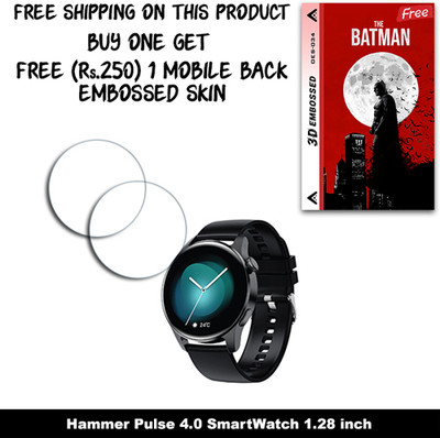 SOMTONE Screen Guard for Hammer Pulse 4.0 SmartWatch 1.28 inch WITH FREE 250 RUPEES 1 3D EMBOSSED SKIN FOR MOBILE BACK W2S034(Pack of 2)