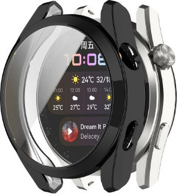 KAZUKI Screen Guard for Huawei Watch 3 Full Coverage TPU Electroplating Protective Watch Case (Black)(Pack of 1)