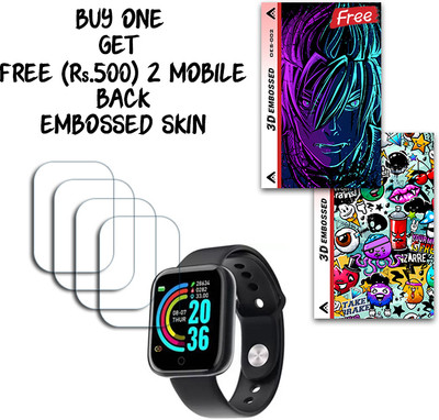 ARBAN Screen Guard for Smart Watch for Boys Y68 1.3 mm WITH FREE 500 RUPEES 2 3D EMBOSSED SKIN FOR MOBILE BACK S002(Pack of 4)