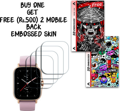 SOMTONE Screen Guard for Amazfit GTS 2e WITH FREE 500 RUPEES 2 3D EMBOSSED SKIN FOR MOBILE BACK S124(Pack of 4)