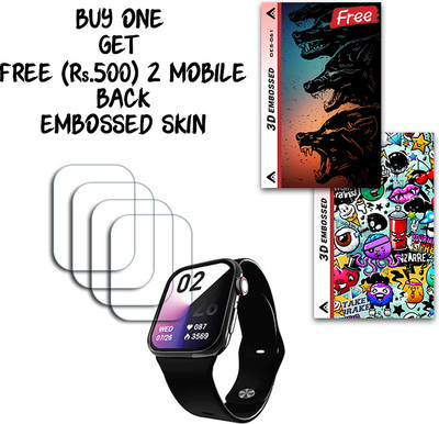 SOMTONE Screen Guard for Hammer Pulse Ace Pro Smartwatch 1.81 inch WITH FREE 500 RUPEES 2 3D EMBOSSED SKIN FOR MOBILE BACK S061(Pack of 4)