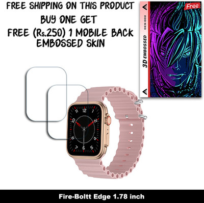 SOMTONE Screen Guard for Fire-Boltt Edge 1.78 inch WITH FREE 250 RUPEES 1 3D EMBOSSED SKIN FOR MOBILE BACK W2S002(Pack of 2)