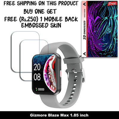 SOMTONE Screen Guard for Gizmore Blaze Max 1.85 inch WITH FREE 250 RUPEES 1 3D EMBOSSED SKIN FOR MOBILE BACK W2S002(Pack of 2)