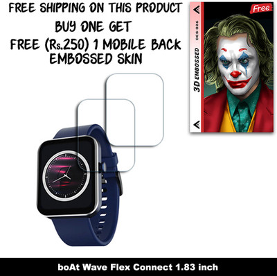 SOMTONE Screen Guard for boAt Wave Flex Connect 1.83 inch WITH FREE 250 RUPEES 1 3D EMBOSSED SKIN FOR MOBILE BACK W2S026(Pack of 2)