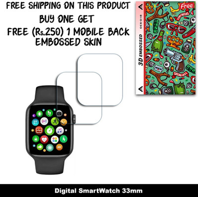 SOMTONE Screen Guard for Digital SmartWatch 33mm WITH FREE 250 RUPEES 1 3D EMBOSSED SKIN FOR MOBILE BACK W2S018(Pack of 2)