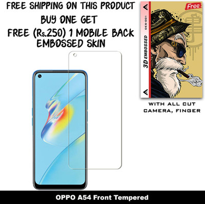 ARBAN Screen Guard for OPPO A54 And Free 1 Mobile Back Embossed Skin With Cut FS001(Pack of 1)