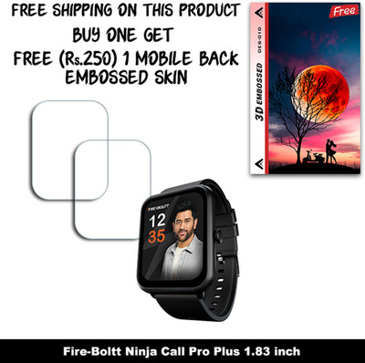 SOMTONE Screen Guard for Fire-Boltt Ninja Call Pro Plus 1.83 inch WITH FREE 250 RUPEES 1 3D EMBOSSED SKIN FOR MOBILE BACK W2S010(Pack of 2)