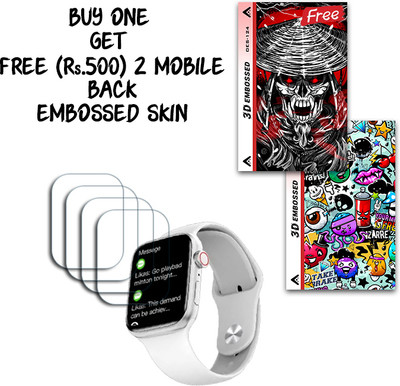 SOMTONE Screen Guard for i7 Pro Max SMARTWATCH J285 44 mm WITH FREE 500 RUPEES 2 3D EMBOSSED SKIN FOR MOBILE BACK S124(Pack of 4)