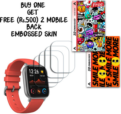 SOMTONE Screen Guard for Amazfit GTS WITH FREE 500 RUPEES 2 3D EMBOSSED SKIN FOR MOBILE BACK S039(Pack of 4)