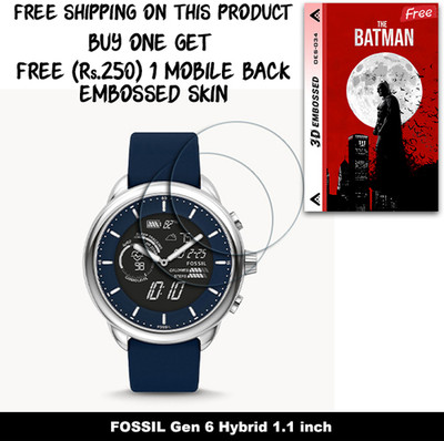 ARBAN Screen Guard for FOSSIL Gen 6 Hybrid 1.1 inch WITH FREE 250 RUPEES 1 3D EMBOSSED SKIN FOR MOBILE BACK W2S034(Pack of 2)