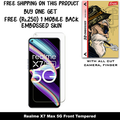 ARBAN Screen Guard for Realme X7 Max 5G And Free 1 Mobile Back Embossed Skin With Cut FS001(Pack of 1)