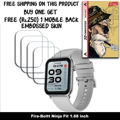ARBAN Screen Guard for Fire-Boltt Ninja Fit 1.68 inch SMARTWACH SCREEN GUARD WITH FREE 250 RUPEES 1 3D EMBOSSED SKIN FOR MOBILE BACK W4S001(Pack of 4)