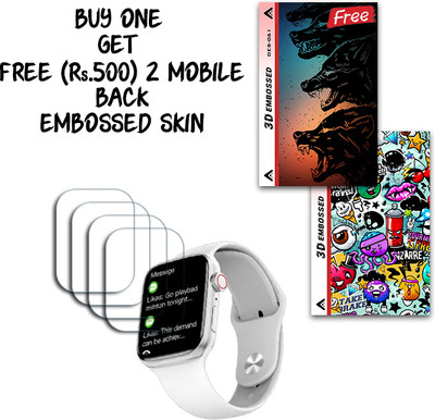 SOMTONE Screen Guard for i7 Pro Max SMARTWATCH J285 44 mm WITH FREE 500 RUPEES 2 3D EMBOSSED SKIN FOR MOBILE BACK S061(Pack of 4)