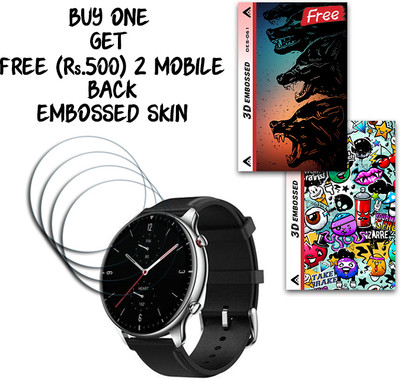SOMTONE Screen Guard for Amazfit GTR 2 WITH FREE 500 RUPEES 2 3D EMBOSSED SKIN FOR MOBILE BACK S061(Pack of 4)