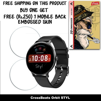 SOMTONE Screen Guard for CrossBeats Orbit STYL 1.39 inch Smartwatch SCREEN GUARD WITH FREE 250 RUPEES 1 3D EMBOSSED SKIN FOR MOBILE BACK W2S001(Pack of 2)