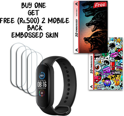 SOMTONE Screen Guard for Mi Smart Band 5 1.1 inch WITH FREE 500 RUPEES 2 3D EMBOSSED SKIN FOR MOBILE BACK S061(Pack of 4)