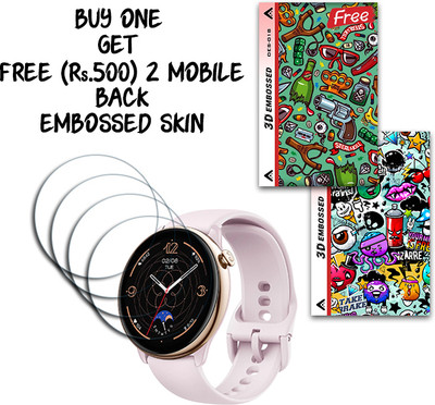 SOMTONE Screen Guard for Amazfit GTR Mini 1.28 inch WITH FREE 500 RUPEES 2 3D EMBOSSED SKIN FOR MOBILE BACK S018(Pack of 4)
