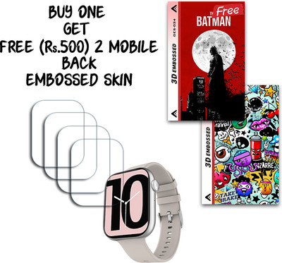 ARBAN Screen Guard for Fire-Boltt Ring 3 Smart Watch 1.8 inch WITH FREE 500 RUPEES 2 3D EMBOSSED SKIN FOR MOBILE BACK S034(Pack of 4)