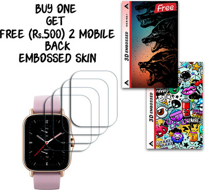 ARBAN Screen Guard for Amazfit GTS 2e WITH FREE 500 RUPEES 2 3D EMBOSSED SKIN FOR MOBILE BACK S061(Pack of 4)