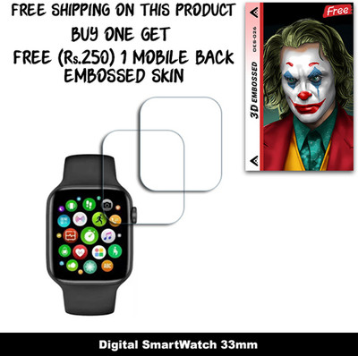 SOMTONE Screen Guard for Digital SmartWatch 33mm WITH FREE 250 RUPEES 1 3D EMBOSSED SKIN FOR MOBILE BACK W2S026(Pack of 2)