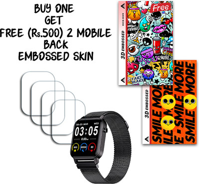 ARBAN Screen Guard for Maxima Max Pro X2 Smartwatch 1.4 inch WITH FREE 500 RUPEES 2 3D EMBOSSED SKIN FOR MOBILE BACK S039(Pack of 4)