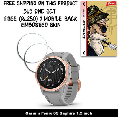 ARBAN Screen Guard for Garmin Fenix 6S Saphire 1.2 inch WITH FREE 250 RUPEES 1 3D EMBOSSED SKIN FOR MOBILE BACK W2S001(Pack of 2)