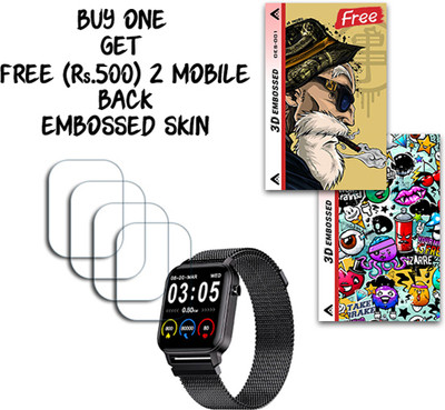 SOMTONE Screen Guard for Maxima Max Pro X2 Smartwatch 1.4 inch WITH FREE 500 RUPEES 2 3D EMBOSSED SKIN FOR MOBILE BACK S001(Pack of 4)