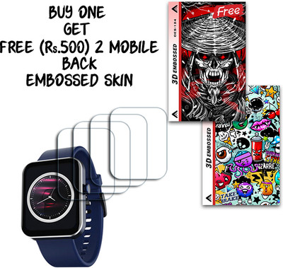 SOMTONE Screen Guard for boAt Wave Flex Connect 1.83 inch WITH FREE 500 RUPEES 2 3D EMBOSSED SKIN FOR MOBILE BACK S124(Pack of 4)
