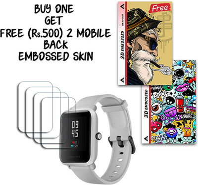 SOMTONE Screen Guard for Amazfit Bip S WITH FREE 500 RUPEES 2 3D EMBOSSED SKIN FOR MOBILE BACK S001(Pack of 4)