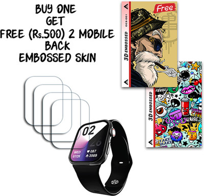 SOMTONE Screen Guard for Hammer Pulse Ace Pro Smartwatch 1.81 inch WITH FREE 500 RUPEES 2 3D EMBOSSED SKIN FOR MOBILE BACK S001(Pack of 4)