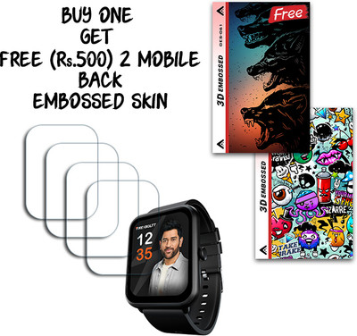 ARBAN Screen Guard for Fire-Boltt Ninja Call Pro Plus 1.83 inch WITH FREE 500 RUPEES 2 3D EMBOSSED SKIN FOR MOBILE BACK S061(Pack of 4)