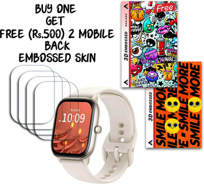 SOMTONE Screen Guard for Amazfit GTS 4 mini WITH FREE 500 RUPEES 2 3D EMBOSSED SKIN FOR MOBILE BACK S039(Pack of 4)