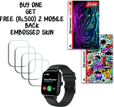 SOMTONE Screen Guard for Maxima Max Pro Turbo Smartwatch 1.69 inch WITH FREE 500 RUPEES 2 3D EMBOSSED SKIN FOR MOBILE BACK S002(Pack of 4)