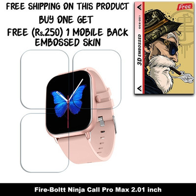 ARBAN Screen Guard for Fire-Boltt Ninja Call Pro Max 2.01 inch SMARTWATCH SCREEN GUARD WITH FREE 250 RUPEES 1 3D EMBOSSED SKIN FOR MOBILE BACK W3S001(Pack of 3)