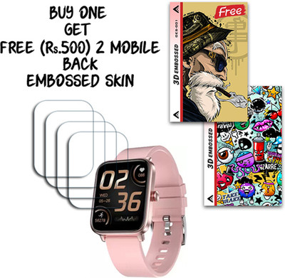 SOMTONE Screen Guard for Fire-Boltt Ninja Pro Max 1.6inch WITH FREE 500 RUPEES 2 3D EMBOSSED SKIN FOR MOBILE BACK S001(Pack of 4)
