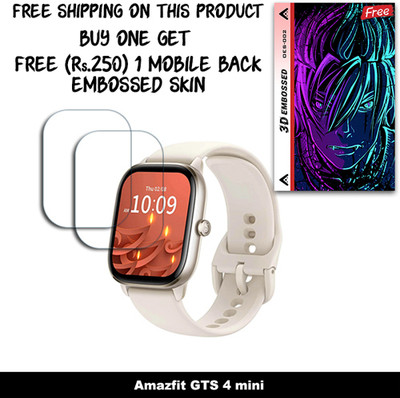 SOMTONE Screen Guard for Amazfit GTS 4 mini WITH FREE 250 RUPEES 1 3D EMBOSSED SKIN FOR MOBILE BACK W2S002(Pack of 2)