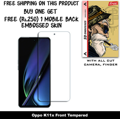 SOMTONE Tempered Glass Guard for Oppo K11x And Free 1 Mobile Back Embossed Skin With Cut FS001(Pack of 1)