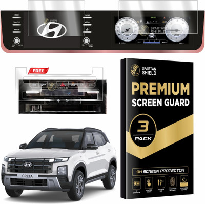 spartan shield Screen Guard for HYUNDAI CRETA 2024 FACELIFT || 8 Inch INFOTAINMENT + 10.25 DIGITAL INSTRUMENT CLUSTER + AC Panel Protector | S SO Optional | Anti Scratch Car Display Accessories [Not Tempered Glass](Pack of 3)