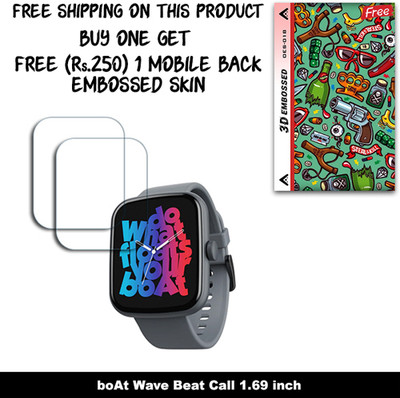 ARBAN Screen Guard for boAt Wave Beat Call 1.69 inch WITH FREE 250 RUPEES 1 3D EMBOSSED SKIN FOR MOBILE BACK W2S018(Pack of 2)