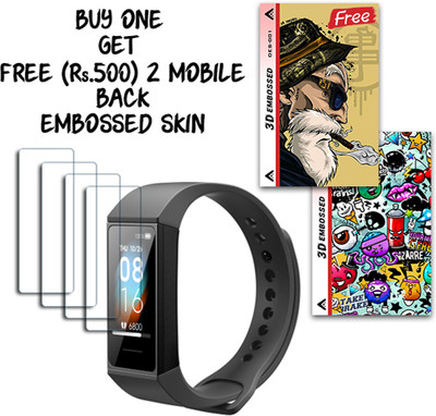 ARBAN Screen Guard for Mi Smart Band 4C 1.08 inch WITH FREE 500 RUPEES 2 3D EMBOSSED SKIN FOR MOBILE BACK S001(Pack of 4)