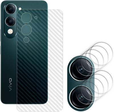 SOMTONE Back Screen Guard for vivo Y04 4G Camera Lens Glass Protector | Anti-Scratch | Edge to Edge Full Coverage | 9H Hardness (BACK CARBON FIBER SKIN + CAMERA LENS PROTECTOR)(Pack of 4)