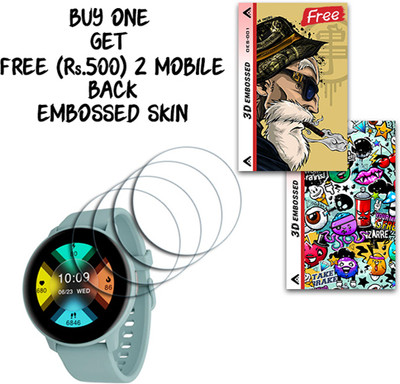ARBAN Screen Guard for boAt Lunar Connect 1.28 inch WITH FREE 500 RUPEES 2 3D EMBOSSED SKIN FOR MOBILE BACK S001(Pack of 4)