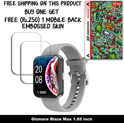 ARBAN Screen Guard for Gizmore Blaze Max 1.85 inch WITH FREE 250 RUPEES 1 3D EMBOSSED SKIN FOR MOBILE BACK W2S018(Pack of 2)