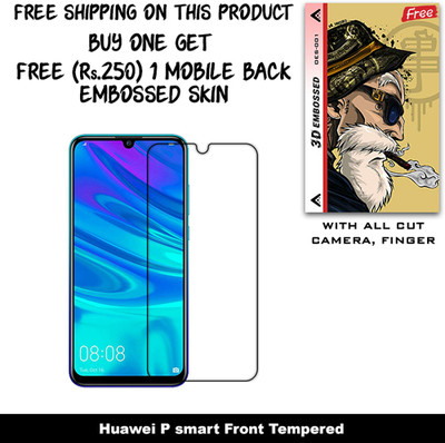 SOMTONE Tempered Glass Guard for Huawei P smart And Free 1 Mobile Back Embossed Skin With Cut FS001(Pack of 1)