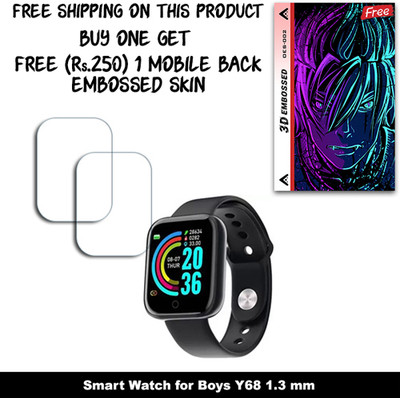 ARBAN Screen Guard for Smart Watch for Boys Y68 1.3 mm WITH FREE 250 RUPEES 1 3D EMBOSSED SKIN FOR MOBILE BACK W2S002(Pack of 2)