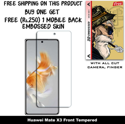 SOMTONE Tempered Glass Guard for Huawei Mate X3 And Free 1 Mobile Back Embossed Skin With Cut FS001(Pack of 1)