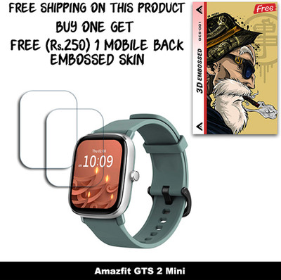 SOMTONE Screen Guard for Amazfit GTS 2 Mini WITH FREE 250 RUPEES 1 3D EMBOSSED SKIN FOR MOBILE BACK W2S001(Pack of 2)