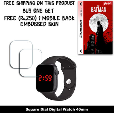 SOMTONE Screen Guard for Square Dial Digital Watch 40mm WITH FREE 250 RUPEES 1 3D EMBOSSED SKIN FOR MOBILE BACK W2S034(Pack of 2)