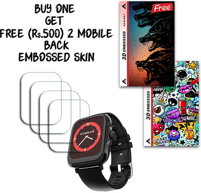 ARBAN Screen Guard for Hammer Ace 4.0 SmartWatch 1.85 inch WITH FREE 500 RUPEES 2 3D EMBOSSED SKIN FOR MOBILE BACK S061(Pack of 4)