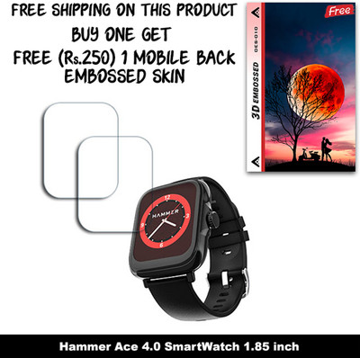 ARBAN Screen Guard for Hammer Ace 4.0 SmartWatch 1.85 inch WITH FREE 250 RUPEES 1 3D EMBOSSED SKIN FOR MOBILE BACK W2S010(Pack of 2)